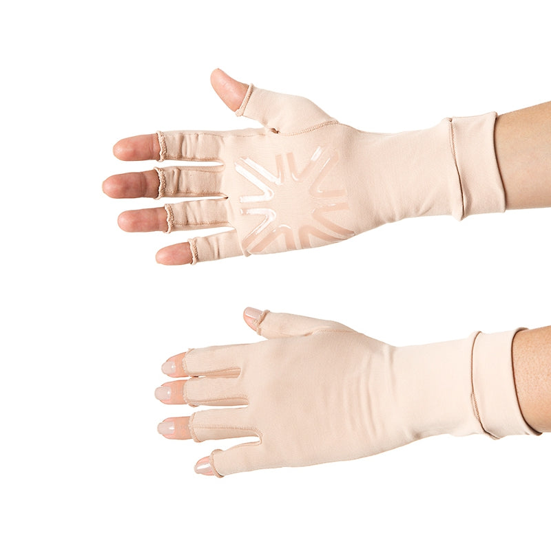 unisex Long Fingerless Sun Gloves UPF 50+ Beige / S